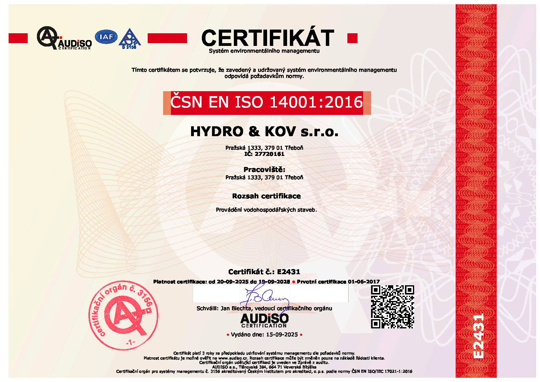 certifikát E 699